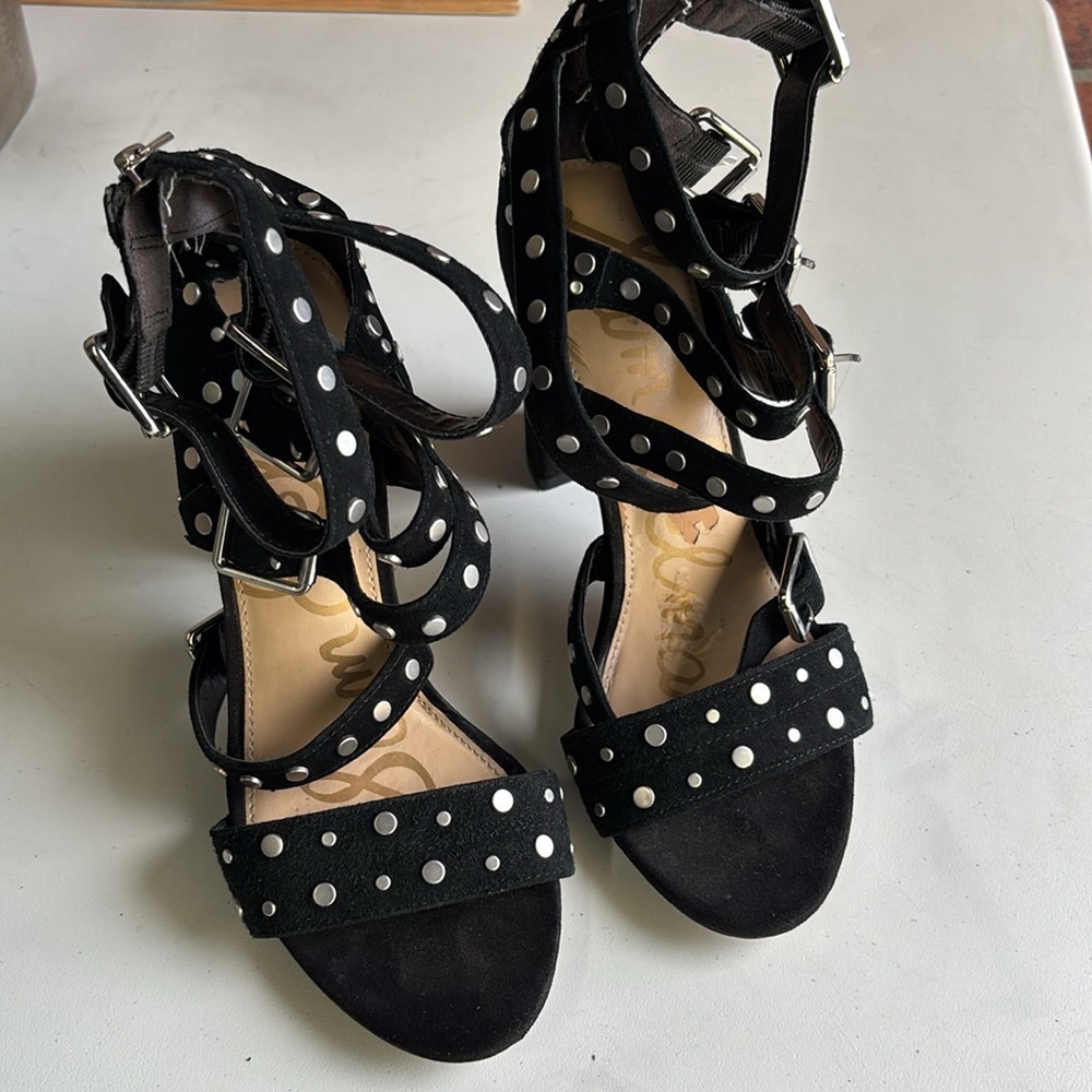SAM EDELMAN YORK STUD HEELS Black Studded Women's Heels - Picture 5 of 7